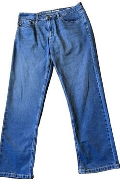 Scott Barber Jeans Mens 34x29 Straight Fit Stretch Blue Denim 5 Pocket